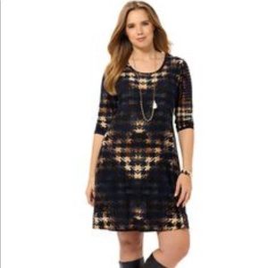 Karen Kane Abstract Houndstooth Shift Dress 1X